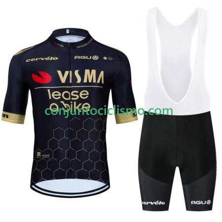 Conjunto Maillot + Culotte Corto con tirantes Visma Lease A Bike Black 2024